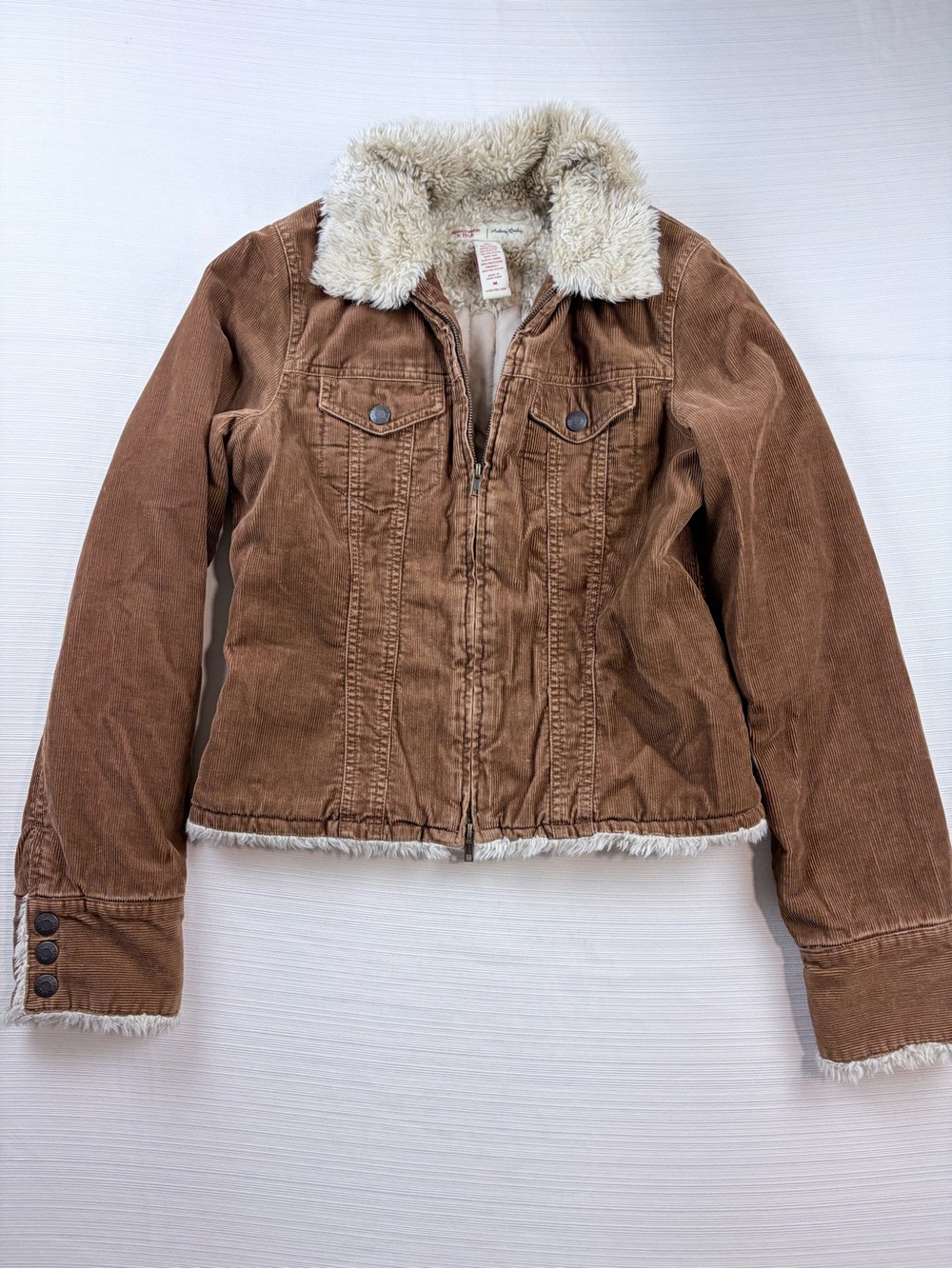Y2K Abercrombie & Fitch Brown Corduroy Trucker Jacket Sherpa Lined , Medium